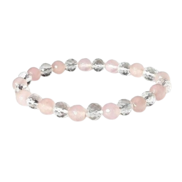 ROSE QUARTZ & CLEAR QUARTZ (DIAMOND CUT)